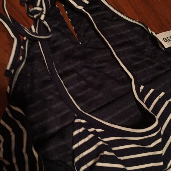 NWT Navy Striped [ TALL ] Ruffle Maxi Dress S & M - Picture 7 of 7